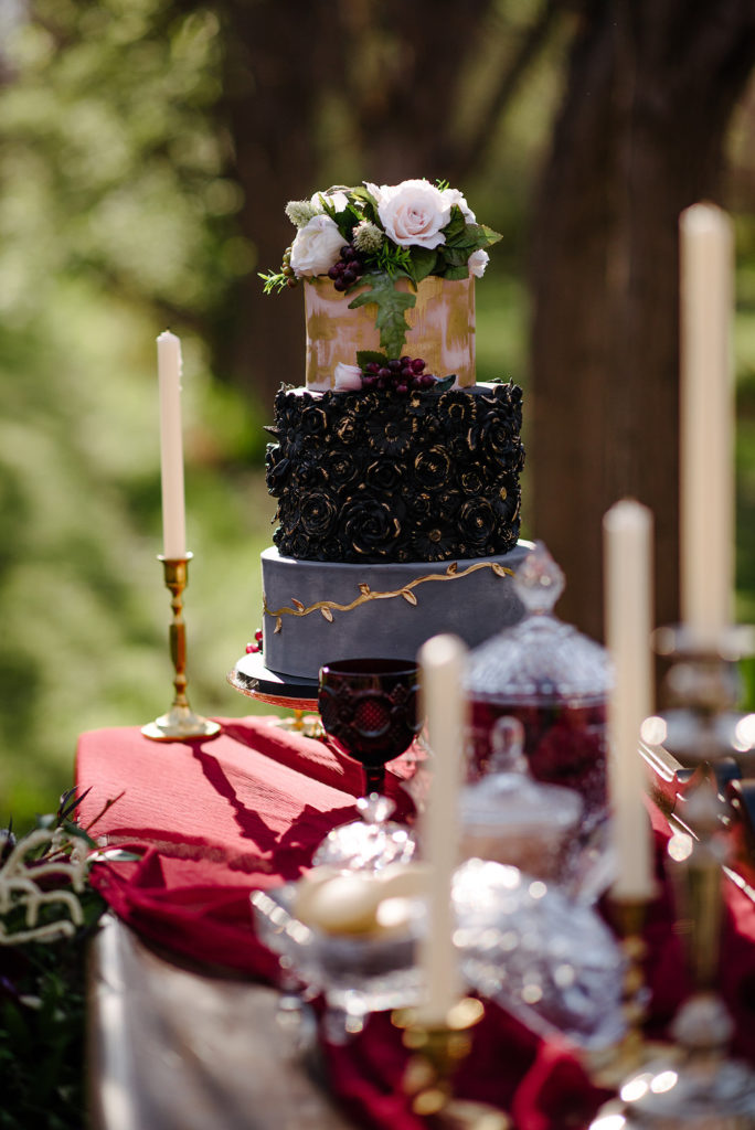 dark and moody wedding cake