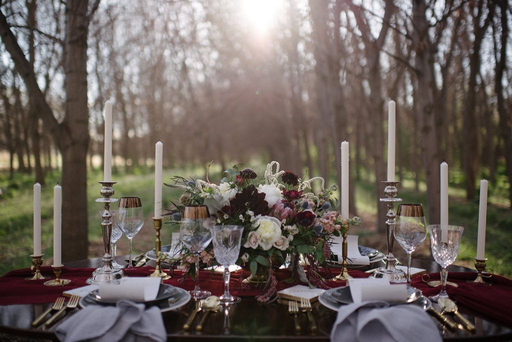 Table setting for a colorado wedding
