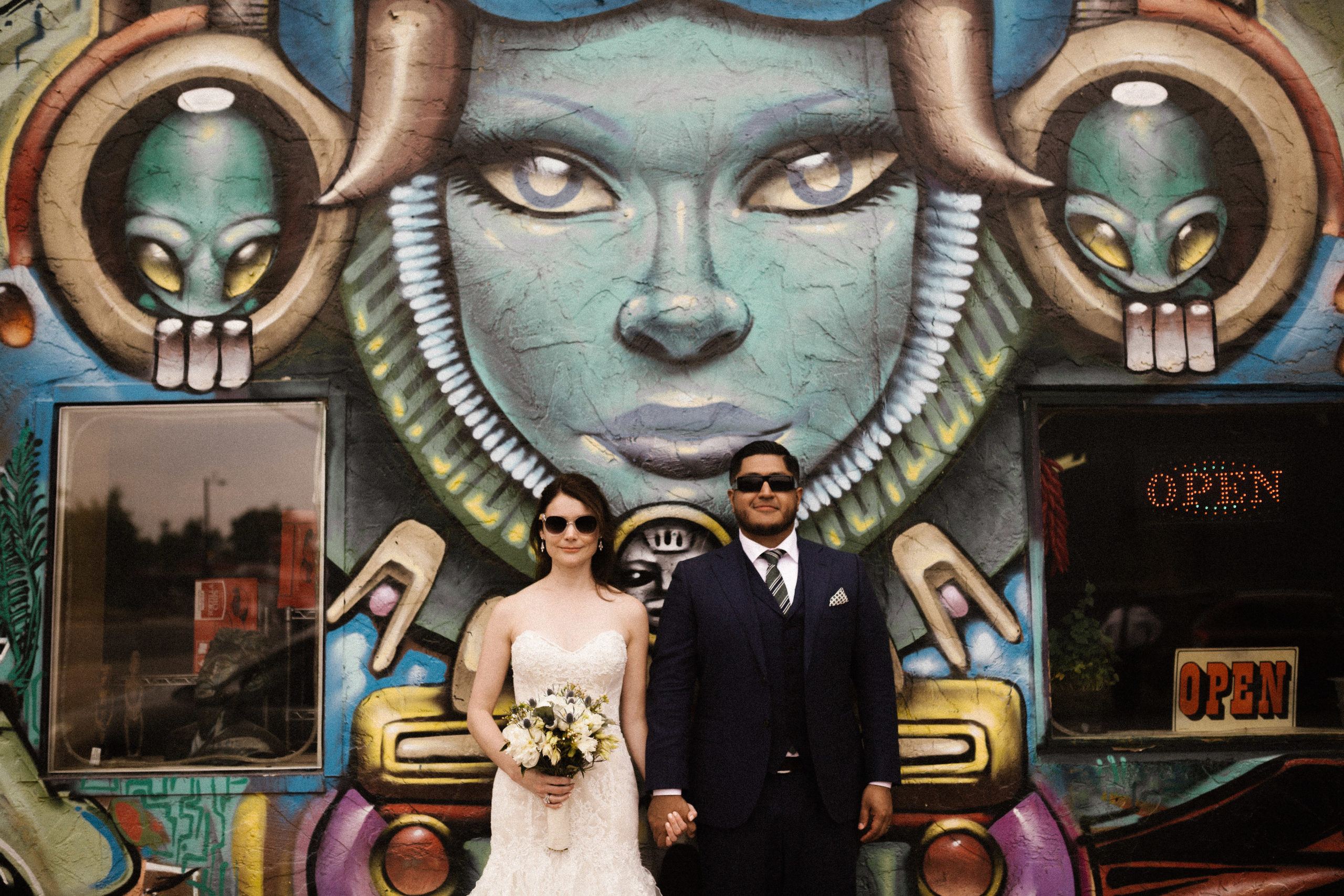 bride and groom downtown denver wall art